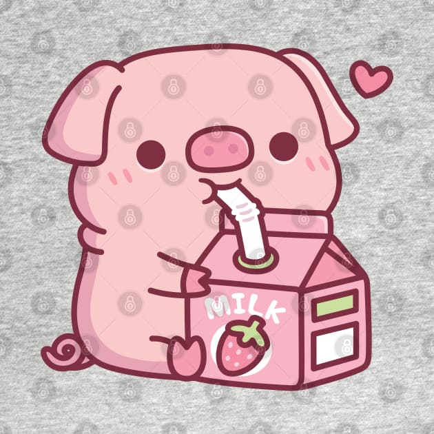 Cute Little Pig Loves Strawberry Milk by rustydoodle